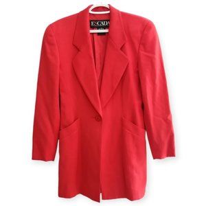 Vintage Escada 80s Black Label Margaretha Ley Wool Longline Blazer Size